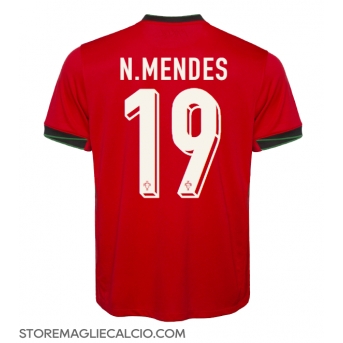 Portogallo Nuno Mendes #19 Maglia Gara Casa Repliche Europei 2024